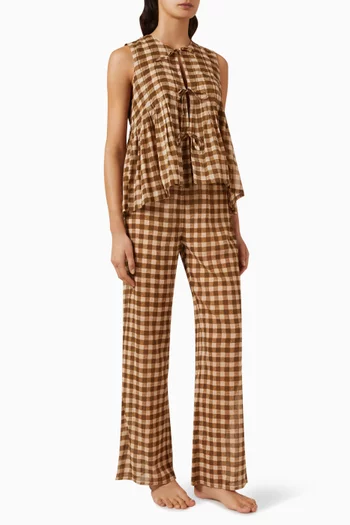 Gingham Pleated Lounge Set in Organic-cotton