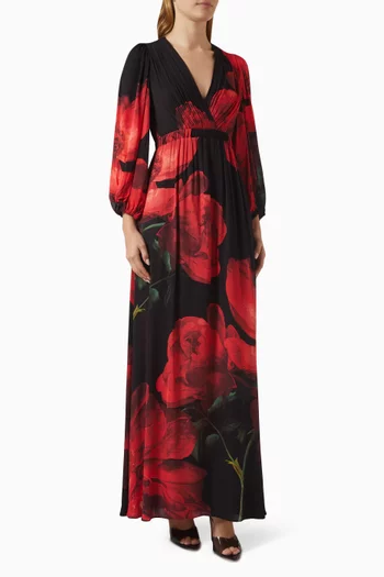 Clarissa Godet Maxi Dress in Viscose