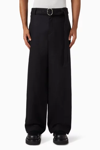 Belted Pants in Wool Flannel