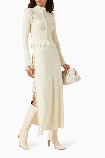 Canton Fringe Knit Skirt in Cotton Blend