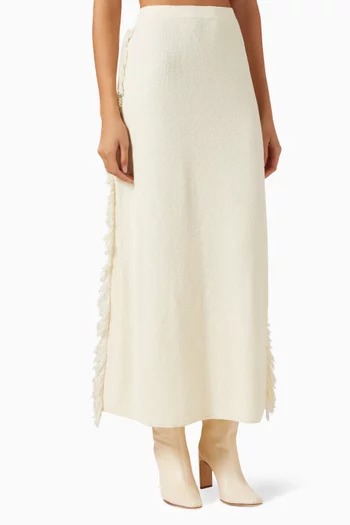 Canton Fringe Knit Skirt in Cotton Blend