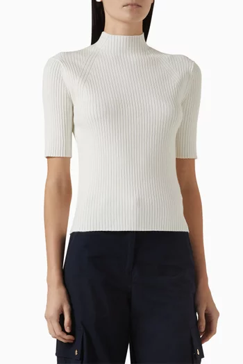 Maude Rib-knit Top in Cotton-blend