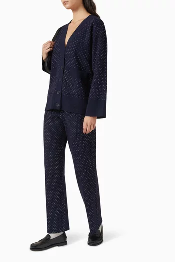 بنطال مطرز برباط تضييق نسيج فيسكوز