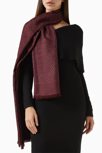 Logomania Lettere Maxi Stole in Silk-wool