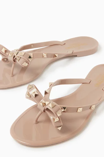 Rockstud Bow Rubber Thong Sandals