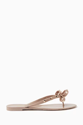Rockstud Bow Rubber Thong Sandals