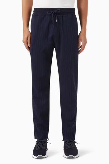 Double Cloth Stripe Pants in Cotton, Cashmere & Silk