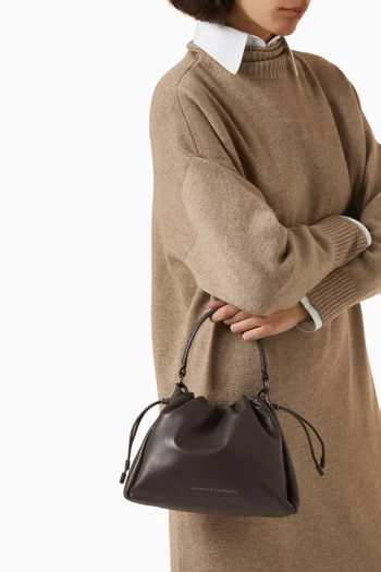 Monili-embellished Bucket Bag in Leather