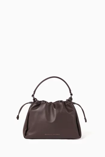 Monili-embellished Bucket Bag in Leather