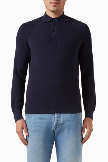 Polo Sweater in Cotton Knit