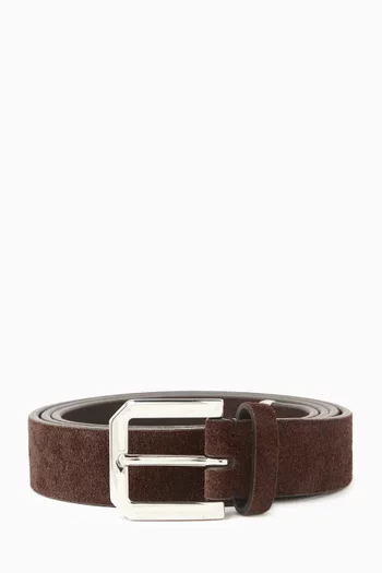 Square Buckle Belt in Reversed Leather