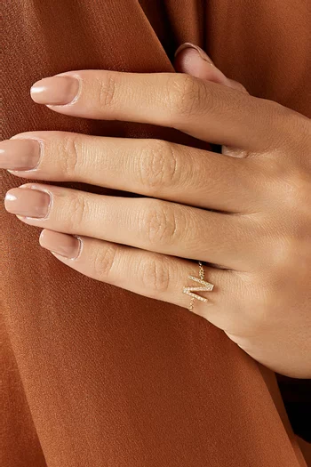 Initial 'N' Diamond Ring in 18kt Gold