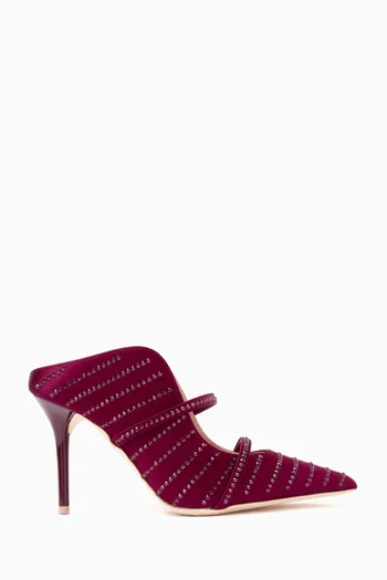 Maureen 85 Embellished Mules in Satin