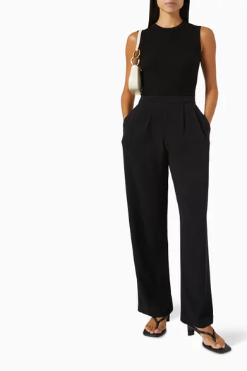 High-rise Straight-leg Pants in Crepe