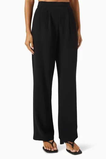 High-rise Straight-leg Pants in Crepe