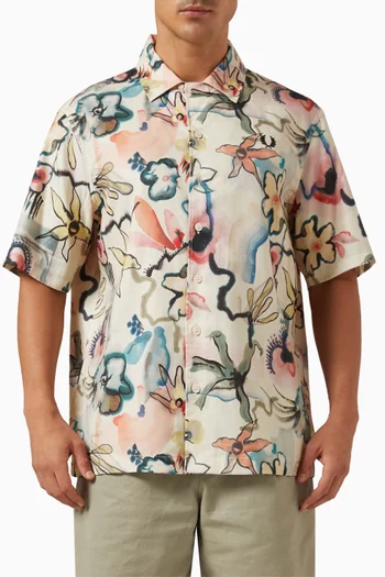 Floral Revere Shirt in Cotton-blend
