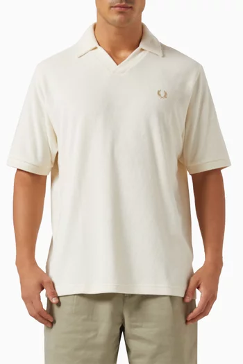 Open Collar Polo Shirt in Towelled-fabric