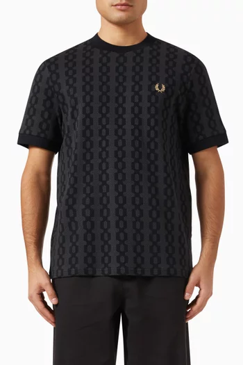 Cable Jacquard Logo T-shirt in Cotton