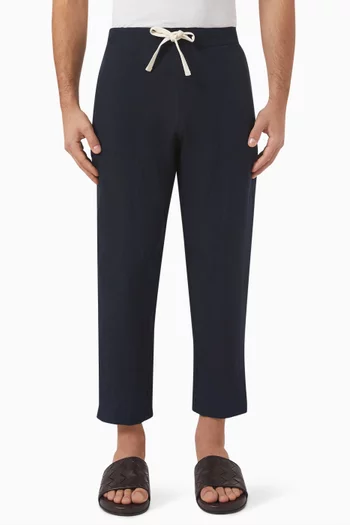 بنطال بحزام خصر مطاطي كتان