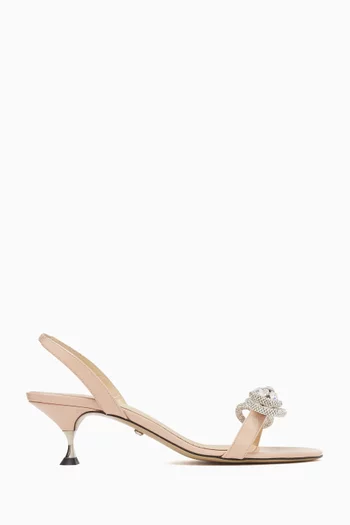 Double Bow 55 Kitten Heel Sandals in Patent Leather
