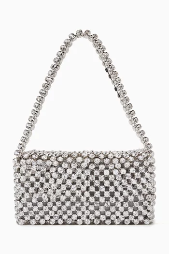 Crystal-Embellished Shoulder Bag in Satin