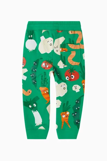 All-over Vegetable Print Sweatpants in Cotton