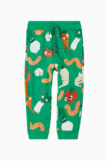 All-over Vegetable Print Sweatpants in Cotton