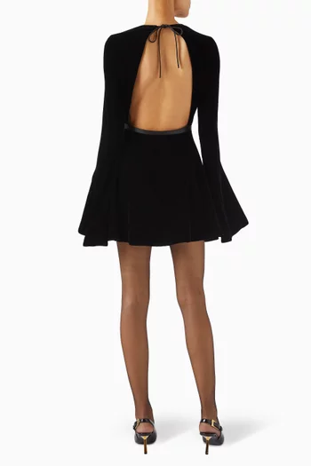 Open-back Skater Mini Dress in Velvet