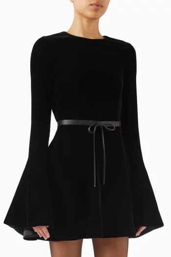 Open-back Skater Mini Dress in Velvet