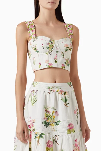 Taha Floral-print Corset Top in Cotton