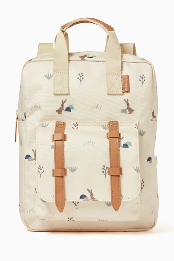 Small All-over Rabbit Print Backpack in Recycled Fabric