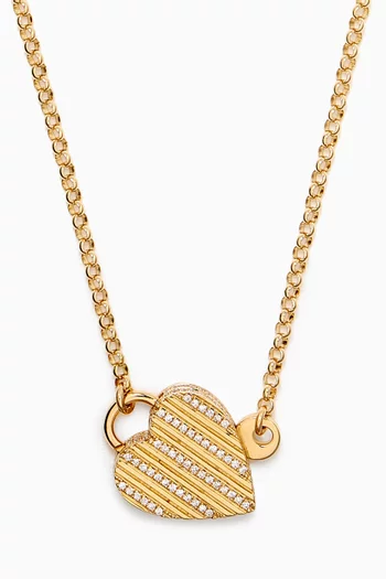 Heart Padlock Key Pendant Necklace in 18kt Gold