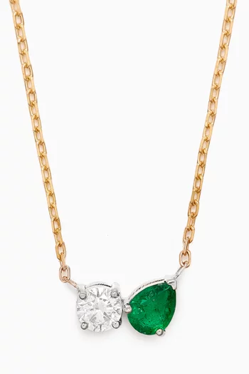 Duo Emerald & Diamond Necklace in 18kt Gold