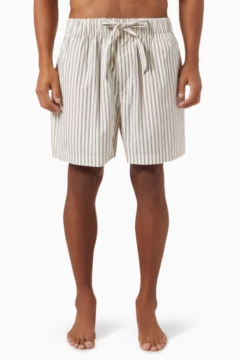 Striped Pyjama Drawstring Shorts in Organic-cotton