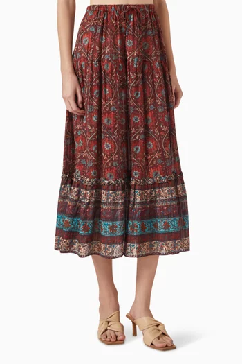 Paige Floral-print Midi Skirt in Cotton Blend