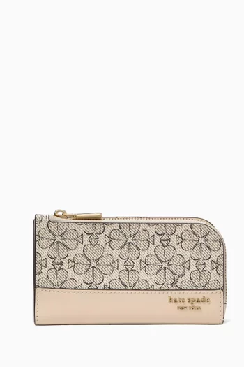 محفظة رفيعة ثنائية الطي زهور وقلوب بستوني قنب مغلف