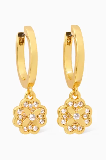 Heritage Bloom Huggie Drop Earrings in Plated Metal