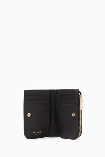 Small Spade Flower Compact Wallet in Coated Canvas