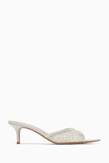 Rania 55 Organza Crystal Mules in Suede