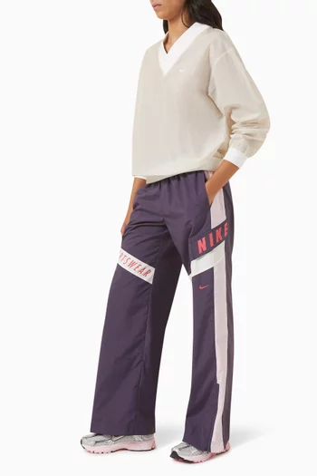 High-waisted Logo Pants in Ripstop Fabric