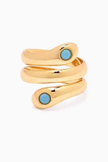 Lkya Turquoise Ring in Gold-plated Brass