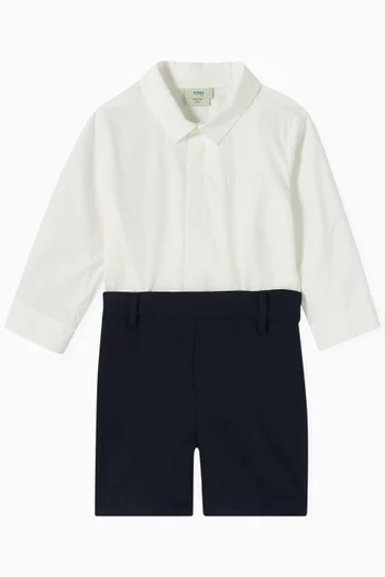 Logo Embroidered Onesie in Cotton