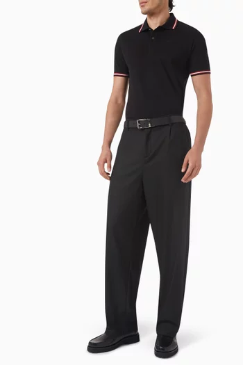 Stripe Polo Shirt in Cotton Pique
