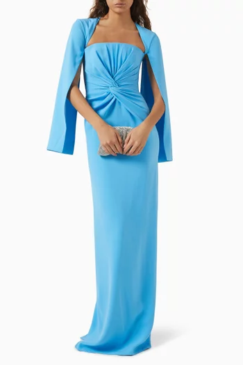 Twist Cape-sleeve Gown in Crepe