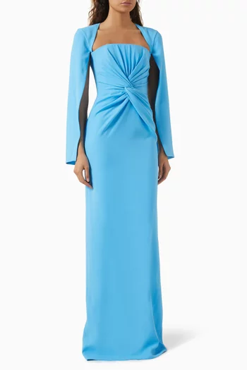 Twist Cape-sleeve Gown in Crepe