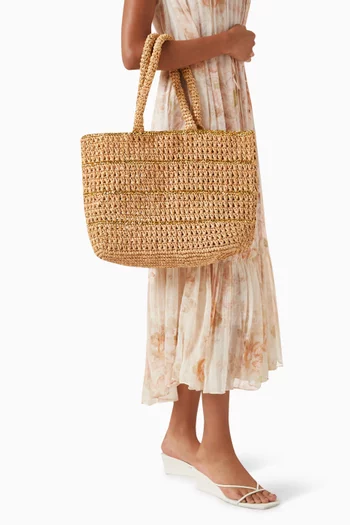 Solar Tote Bag in Crochet Raffia