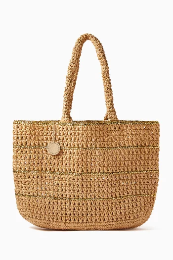 Solar Tote Bag in Crochet Raffia