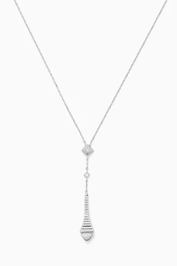 Cleo Rev Full Diamond Pendant Necklace in 18kt White Gold