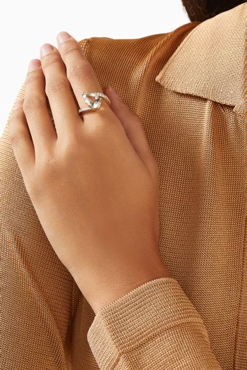Slanted Pear-cut Amethyst & Diamond Ring in 14kt Gold