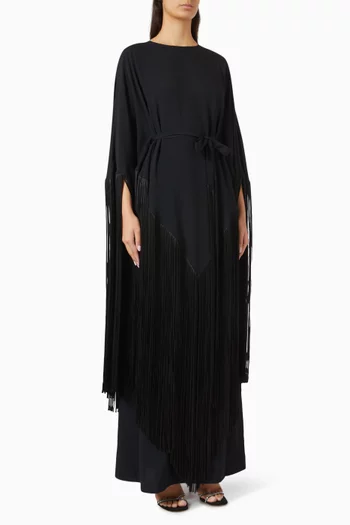 Bohemia Fringed Kaftan in Crepe Cady